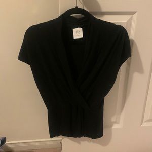 Papillon Blanc Black Wrap Peplum Blouse